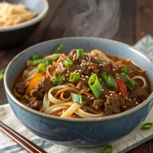 Mongolian Ground Beef Noodles